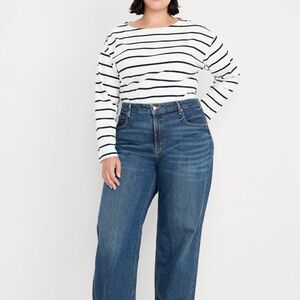Blue Flare & Wide Leg Jeans with High-Waisted Design